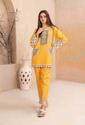Mustard Yellow Khaddar 2-Piece Suit with Geometric Printed Details