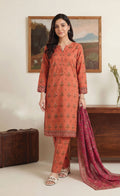 Terracotta Lawn Rotary Print 3PC Ready-to-Wear
