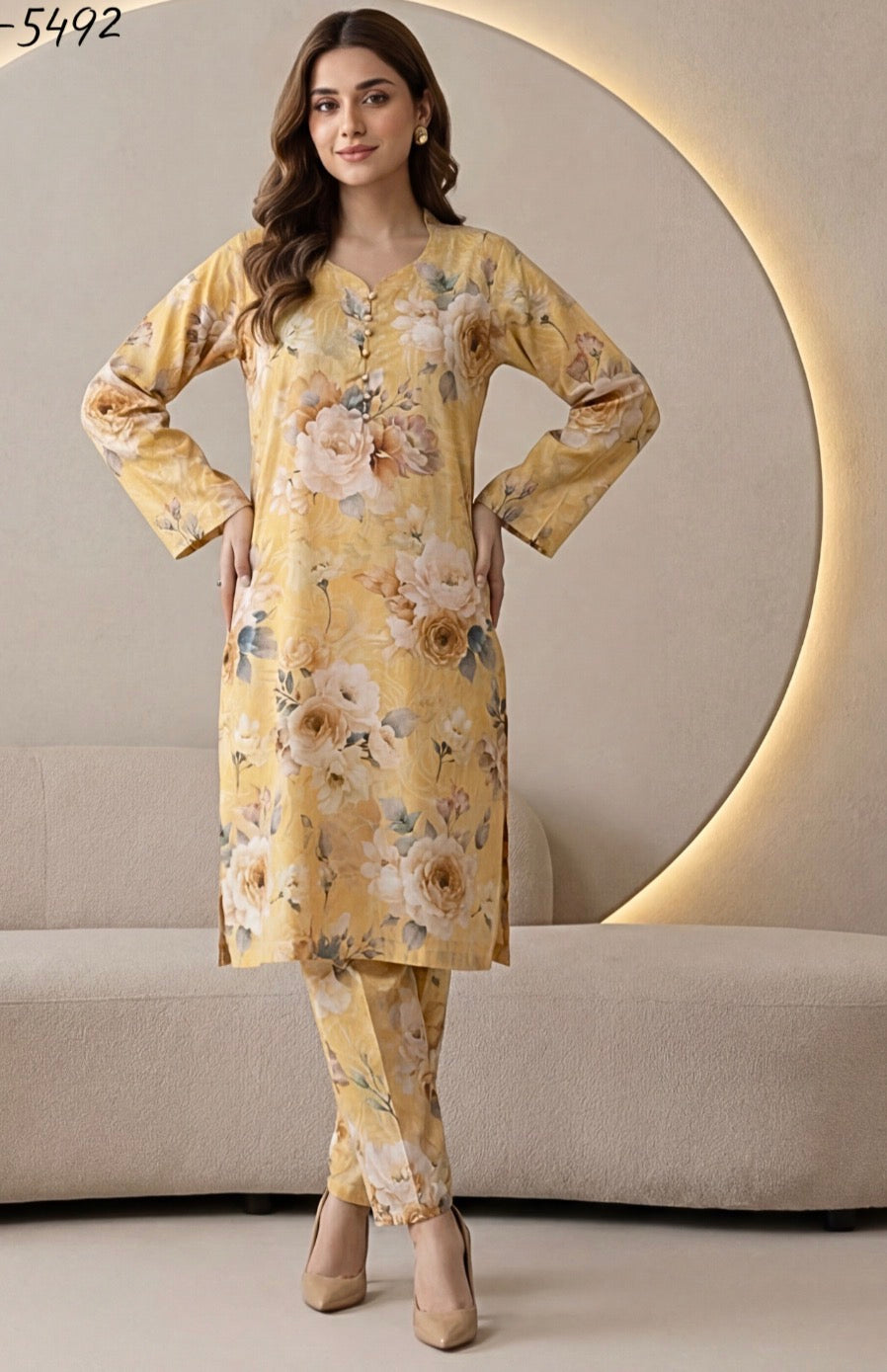 2pc co-ord set yellow flower floral noore vol3