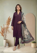 Maroon Embroidered 3-Piece Suit with Printed Digital Dupatta