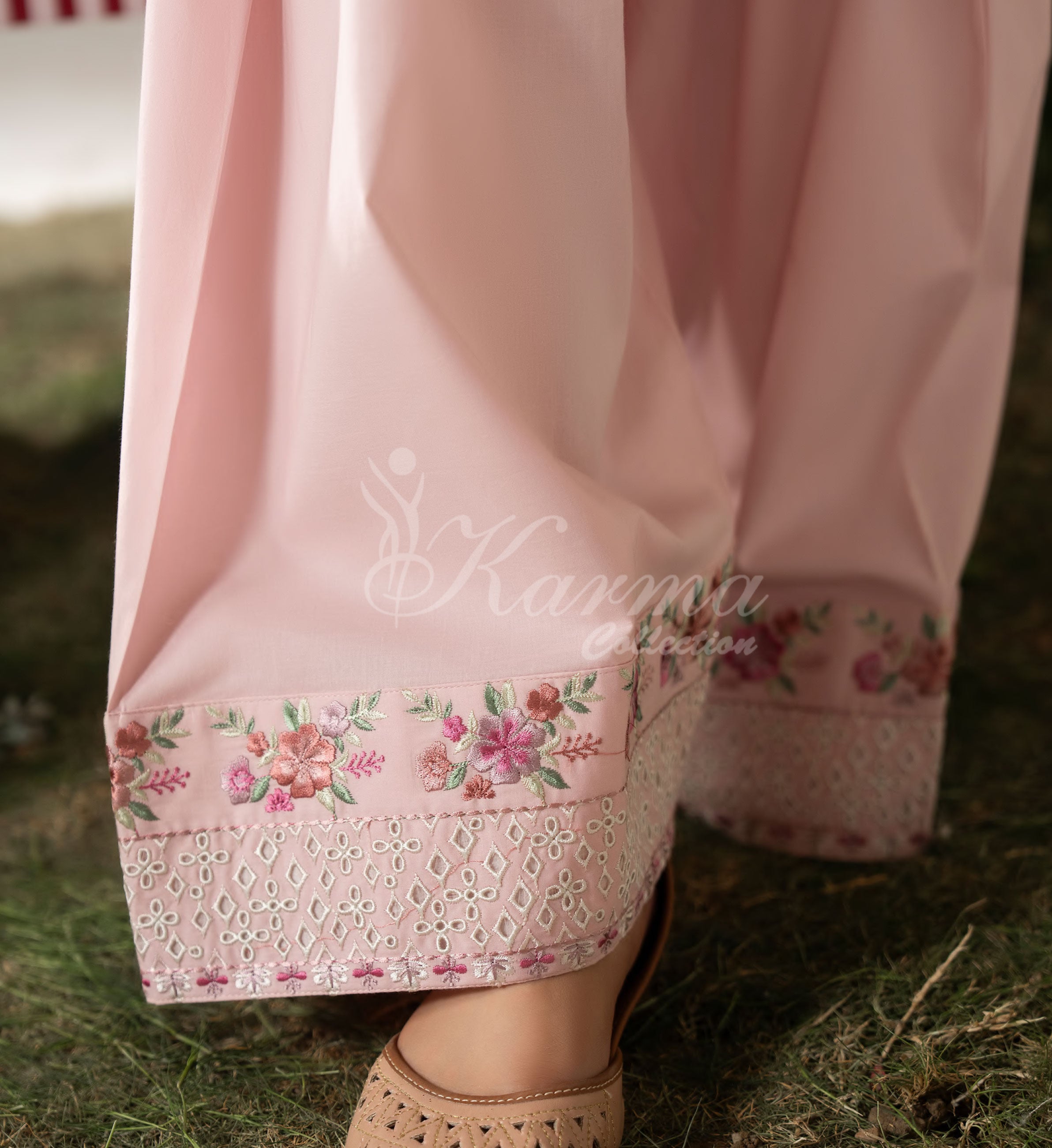 Soft Pink Karma Signature Embroidered 3 Piece suit