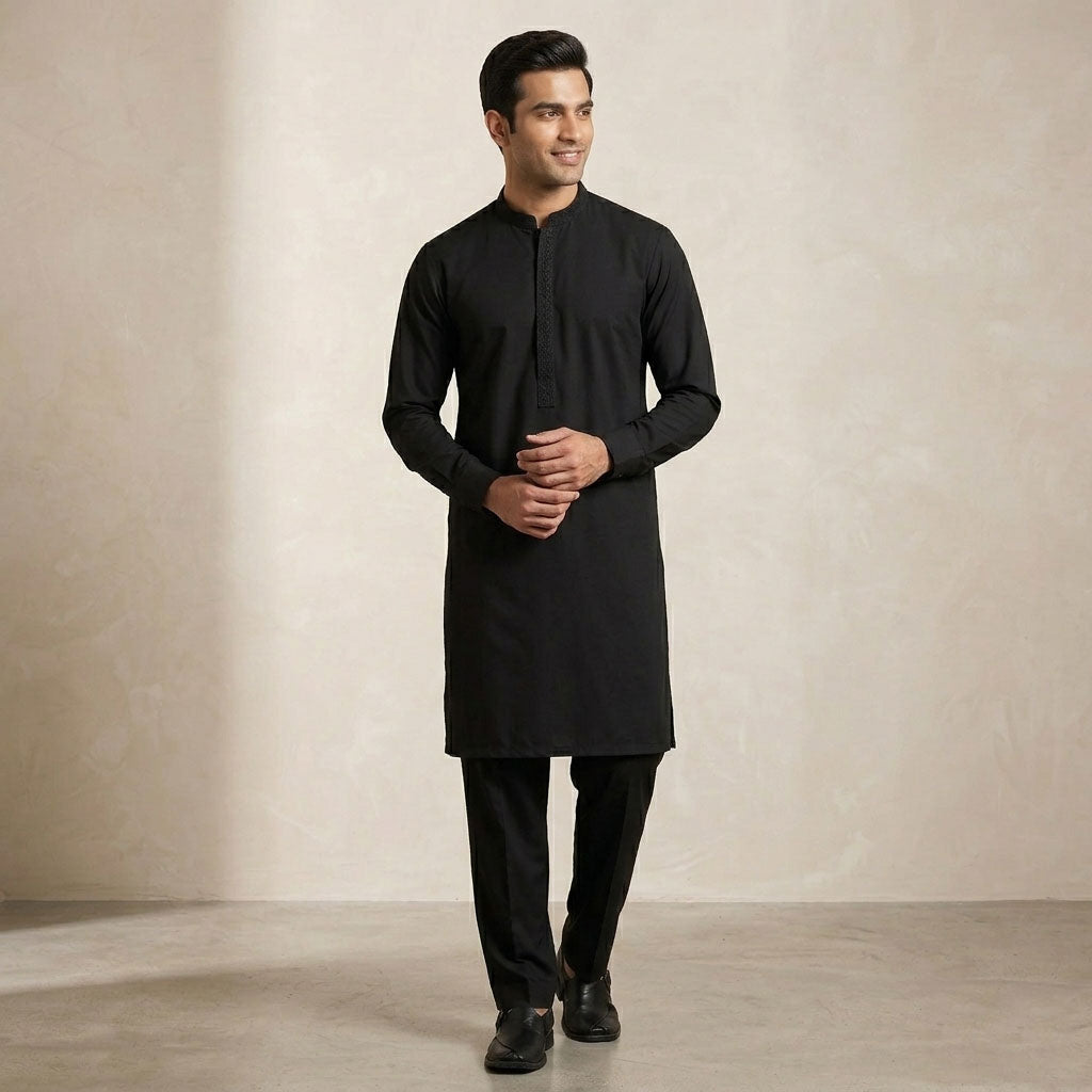 Black Embroidery Kurta Trouser
