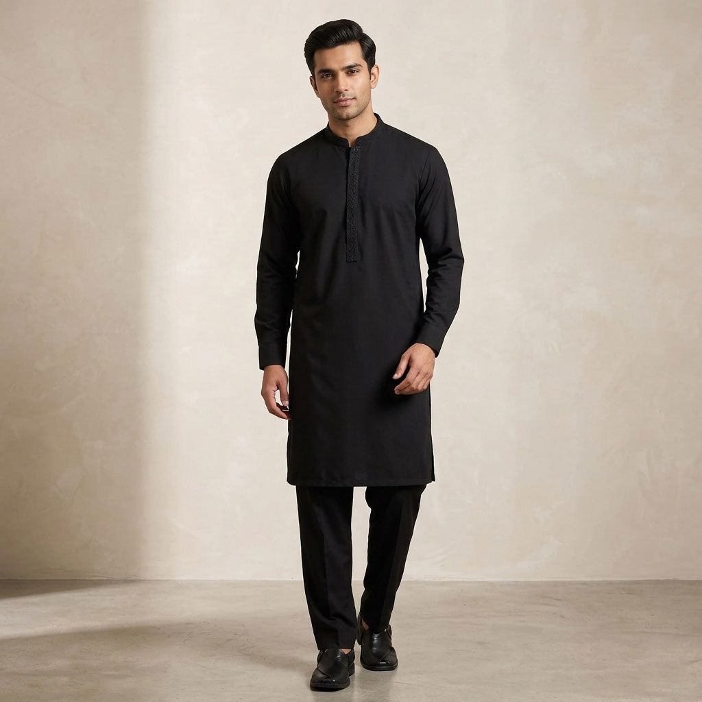 Black Embroidery Kurta Trouser