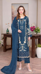 Are1 blue with gold embroidery