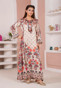 Ivory Floral Printed Silk Long Shirt & Trouser