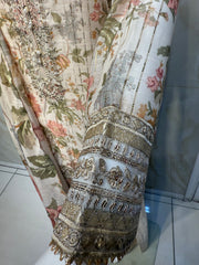 AR Short kameez Baige floral with farshi Shalwaar Womenswear