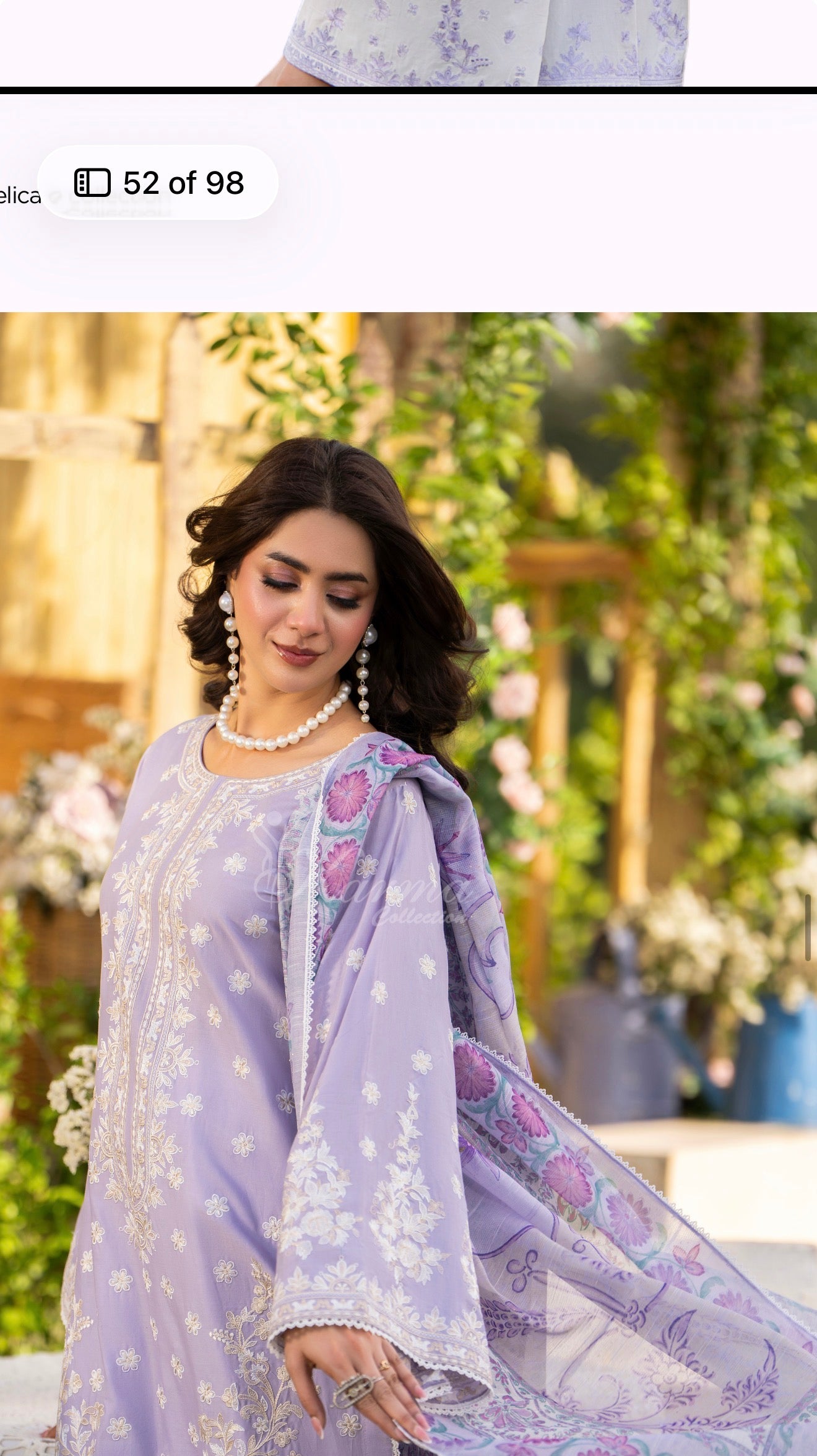 Lilac with white embroidery 3pc original karma suit