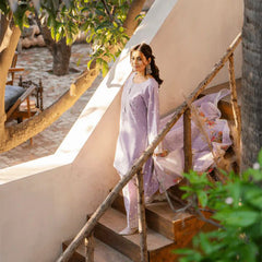 KC1444 purple with white embroidery farshi Shalwaar