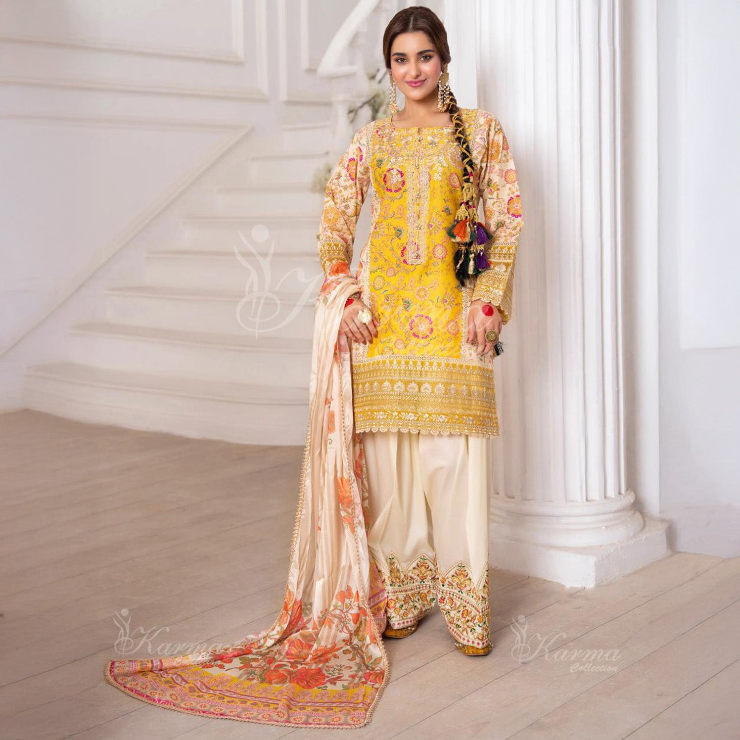 Yellow Outfit With Silk Duppata