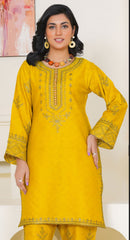 2pc mustard with mustard embroidery