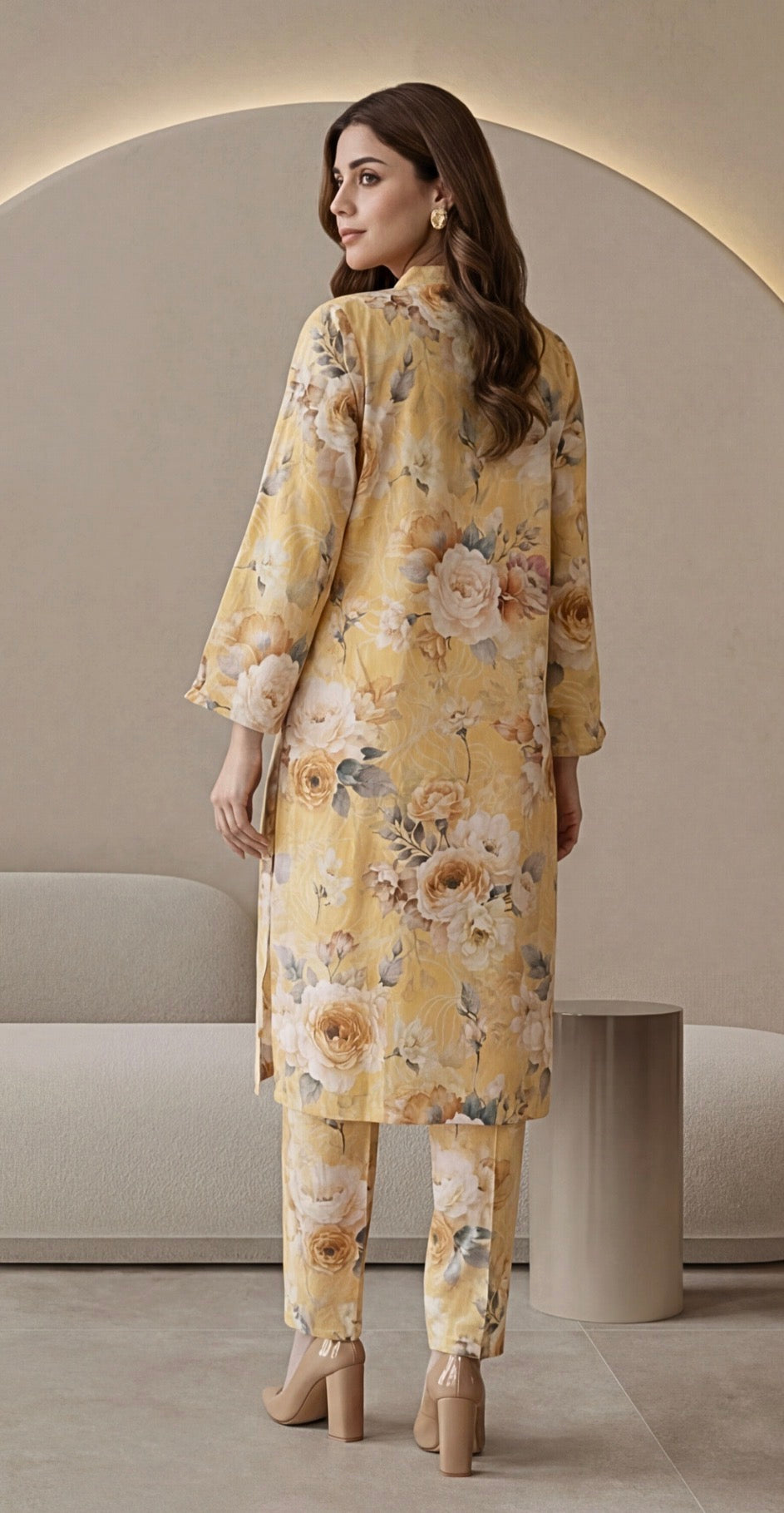 2pc co-ord set yellow flower floral noore vol3