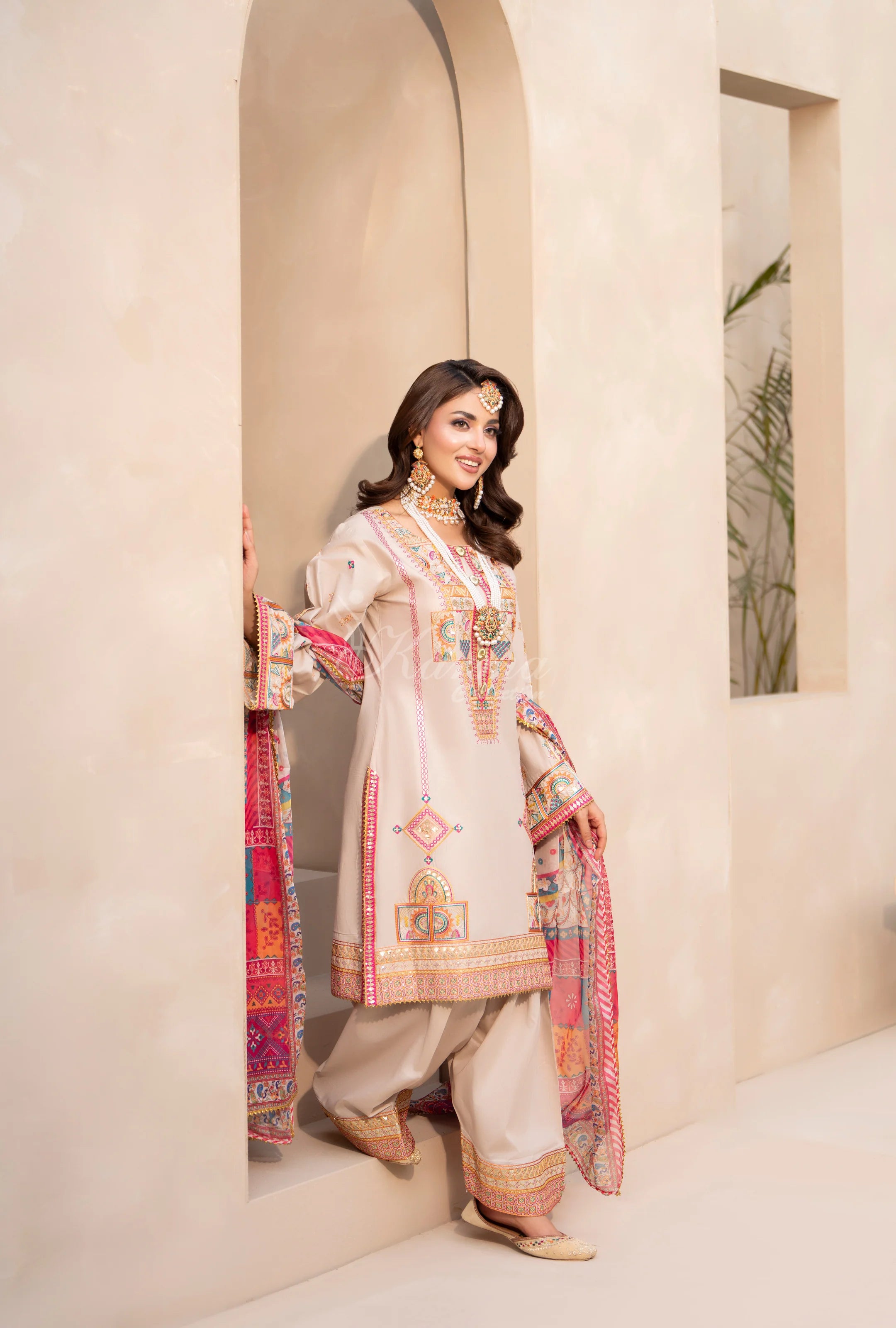 Original karma 3pc Baige farshi Shalwaar suit kc1563