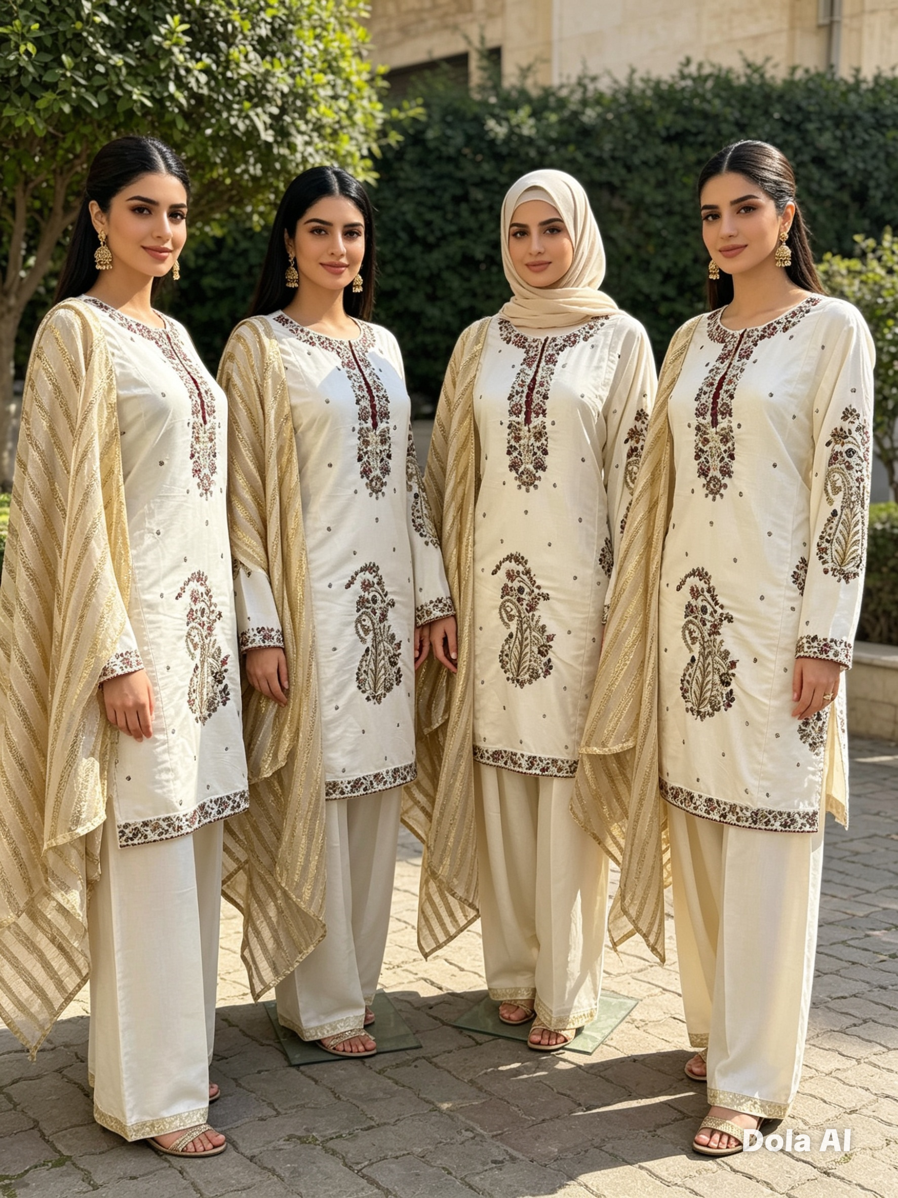 Cream ethnic inspired 3pc outfit