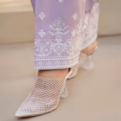 KC1444 purple with white embroidery farshi Shalwaar