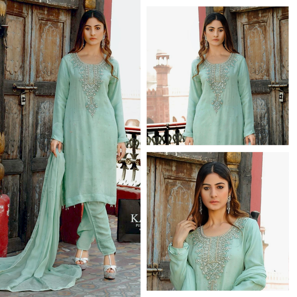 Embroidered Suit - Summer Green