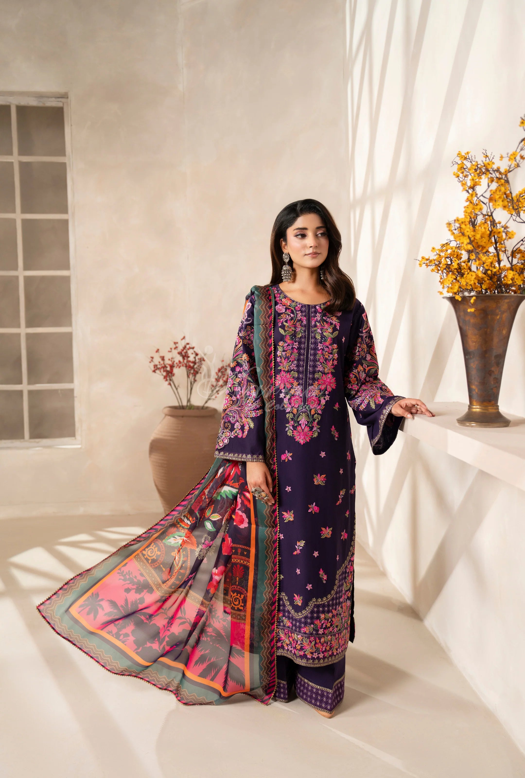 3pc original karma mulberrry outfit with silk scarf kc1562