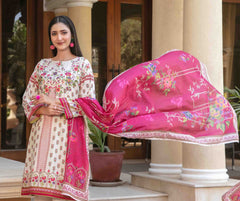 3pc Lawn Slub Digital Print Suit with Lawn Digital Print Dupatta