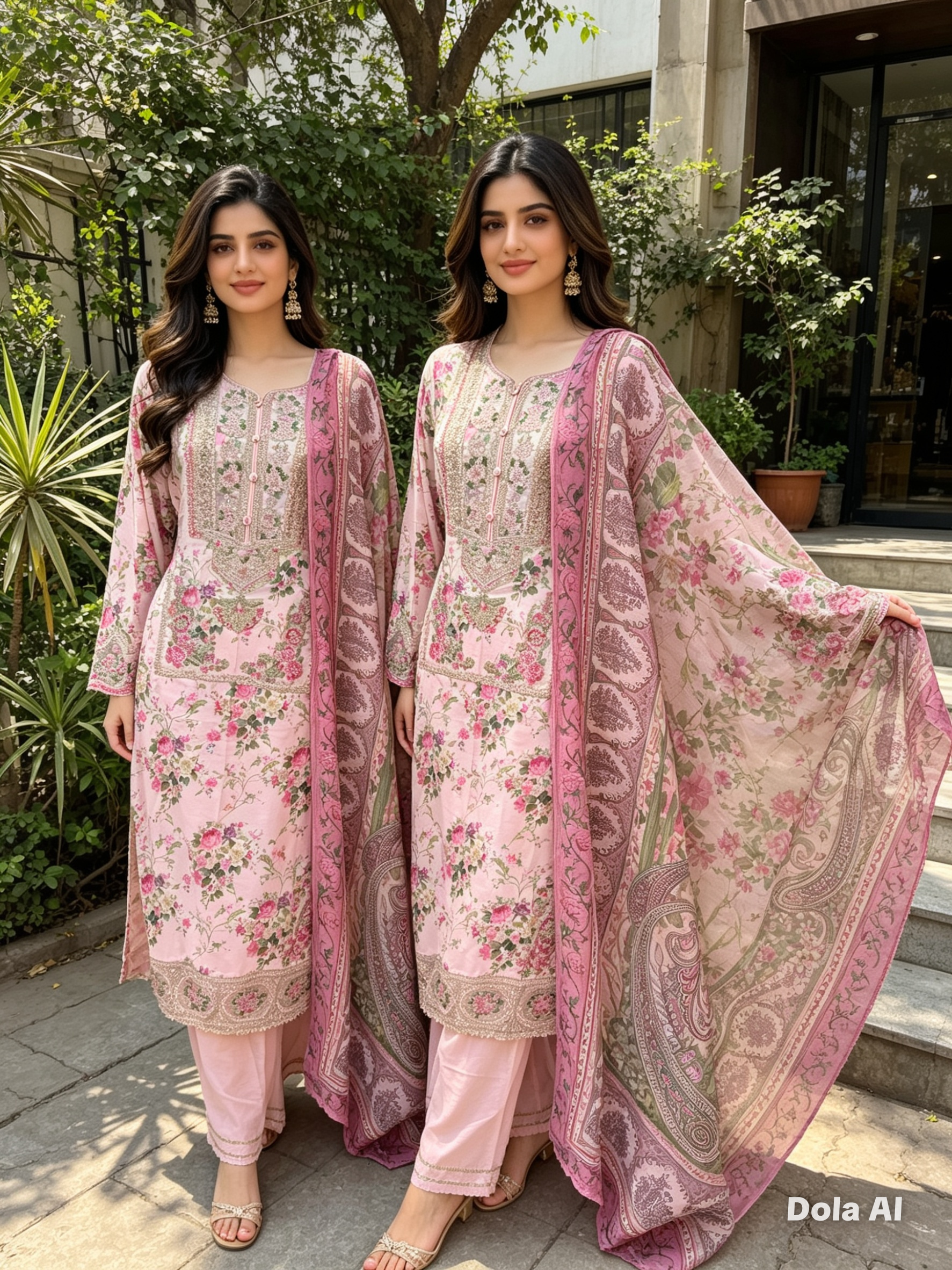 3pc suit pink floral