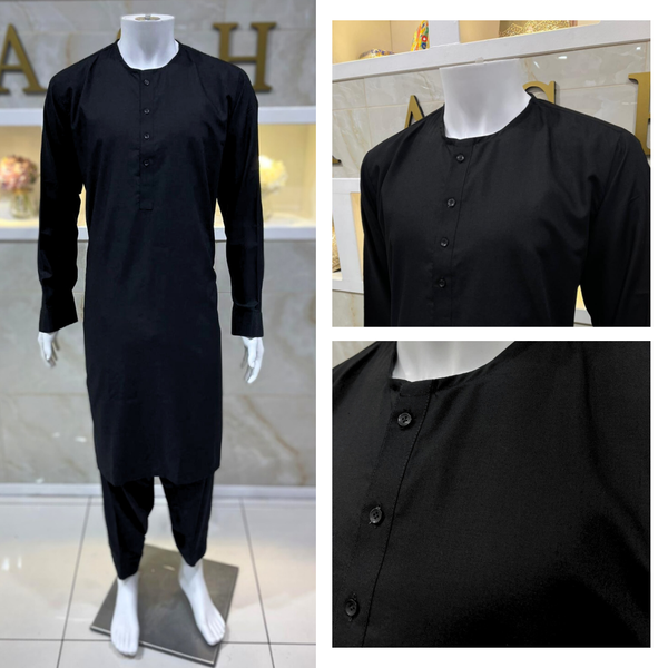 Plain Black Kurta Style