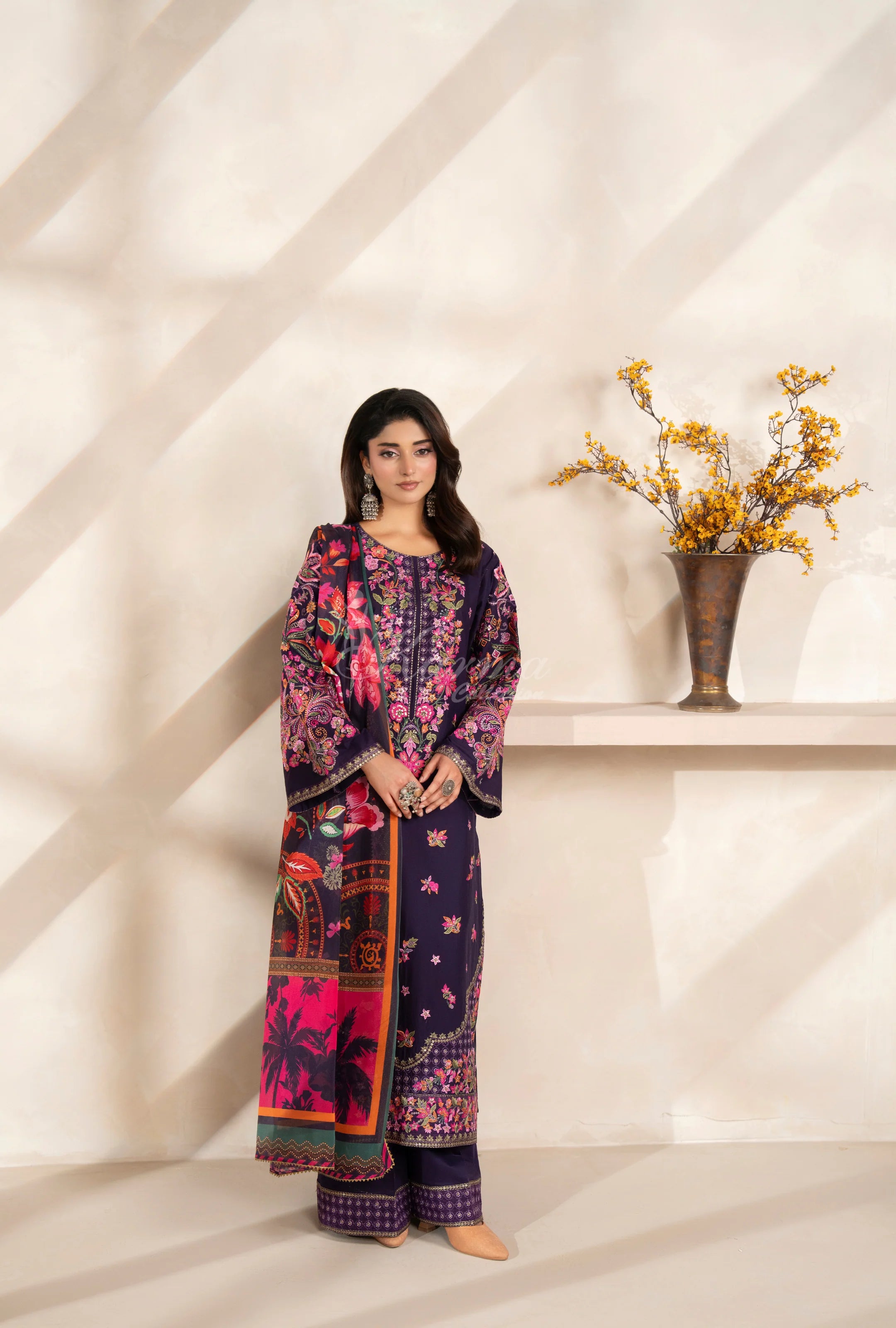 3pc original karma mulberrry outfit with silk scarf kc1562