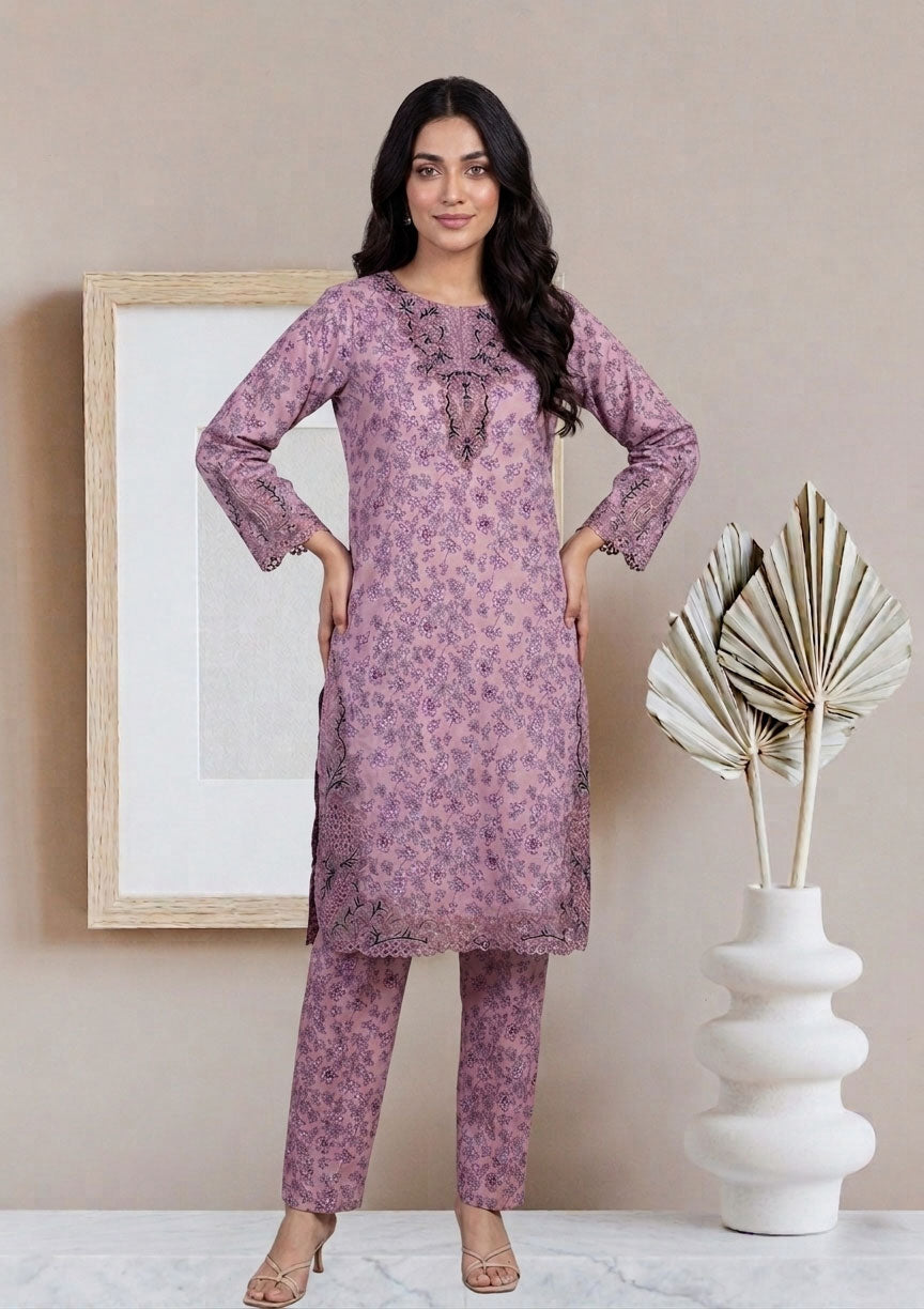 Dusty Rose trendy Patch Work Co-ord Set