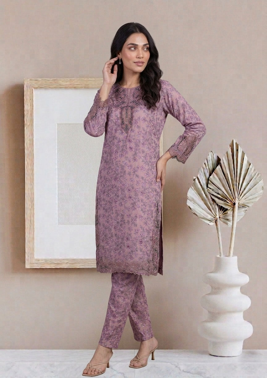 Dusty Rose trendy Patch Work Co-ord Set