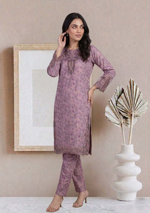 Dusty Rose trendy Patch Work Co-ord Set