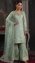 Mint gharara with hand embellishments
