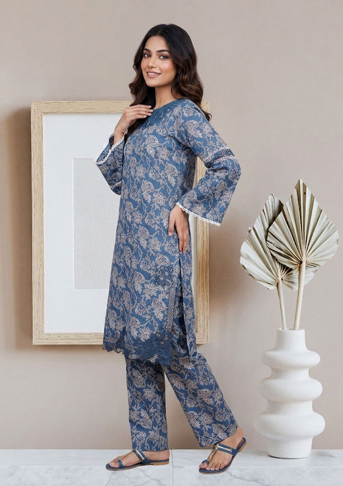 Dusty Denim Blue trendy Patch Work Co-ord Set