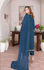 Are1 blue with gold embroidery