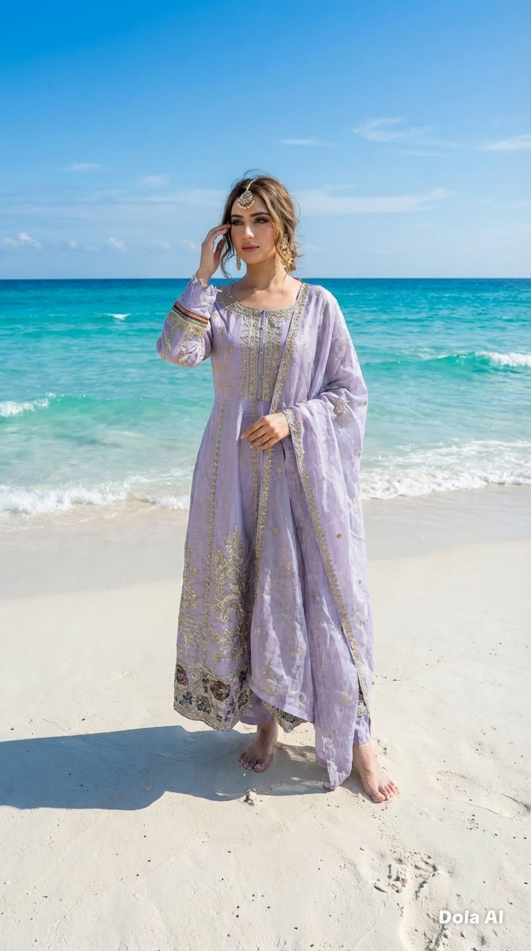 Zj lilac long length frock maxi Casual Dress 3pc outfit