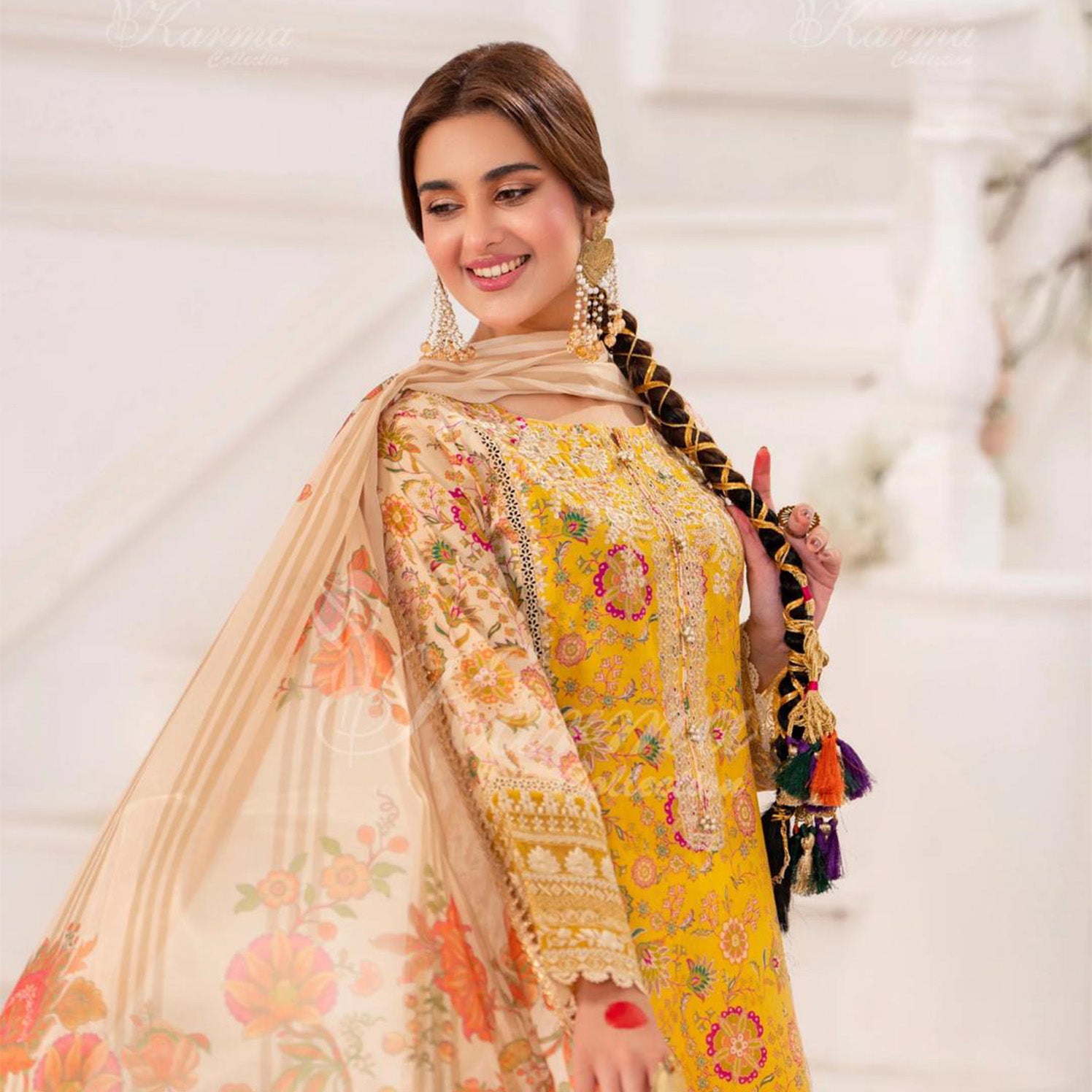 Yellow Outfit With Silk Duppata