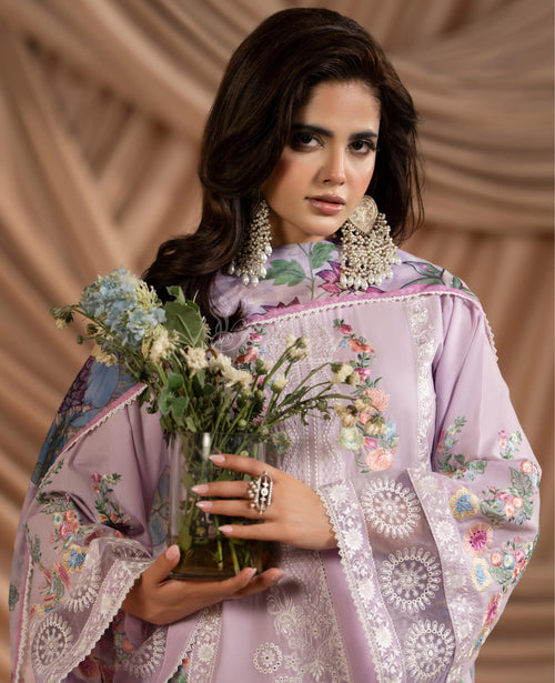 Pastel Mauve Karma Signature Embroidered 3 Piece suit