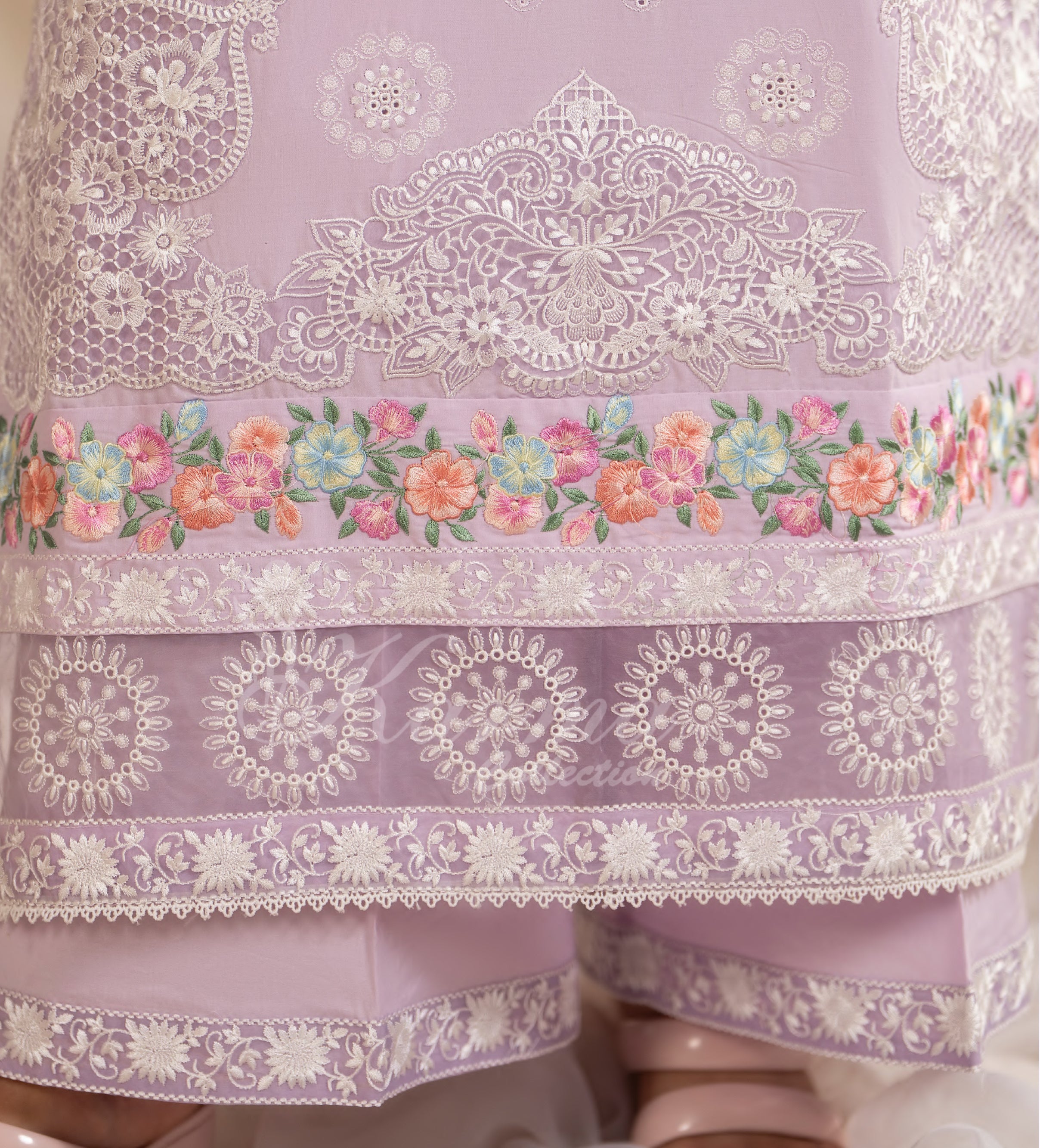 Pastel Mauve Karma Signature Embroidered 3 Piece suit