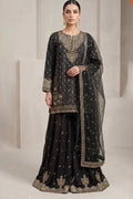 Black and gold embroidery 3pc Lengha suit