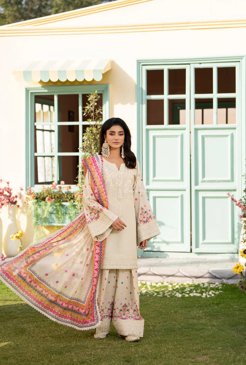 Original karma collection 3pc outfit with embroidery farshi Shalwar ANTIQUE PEARL
KC-1556
