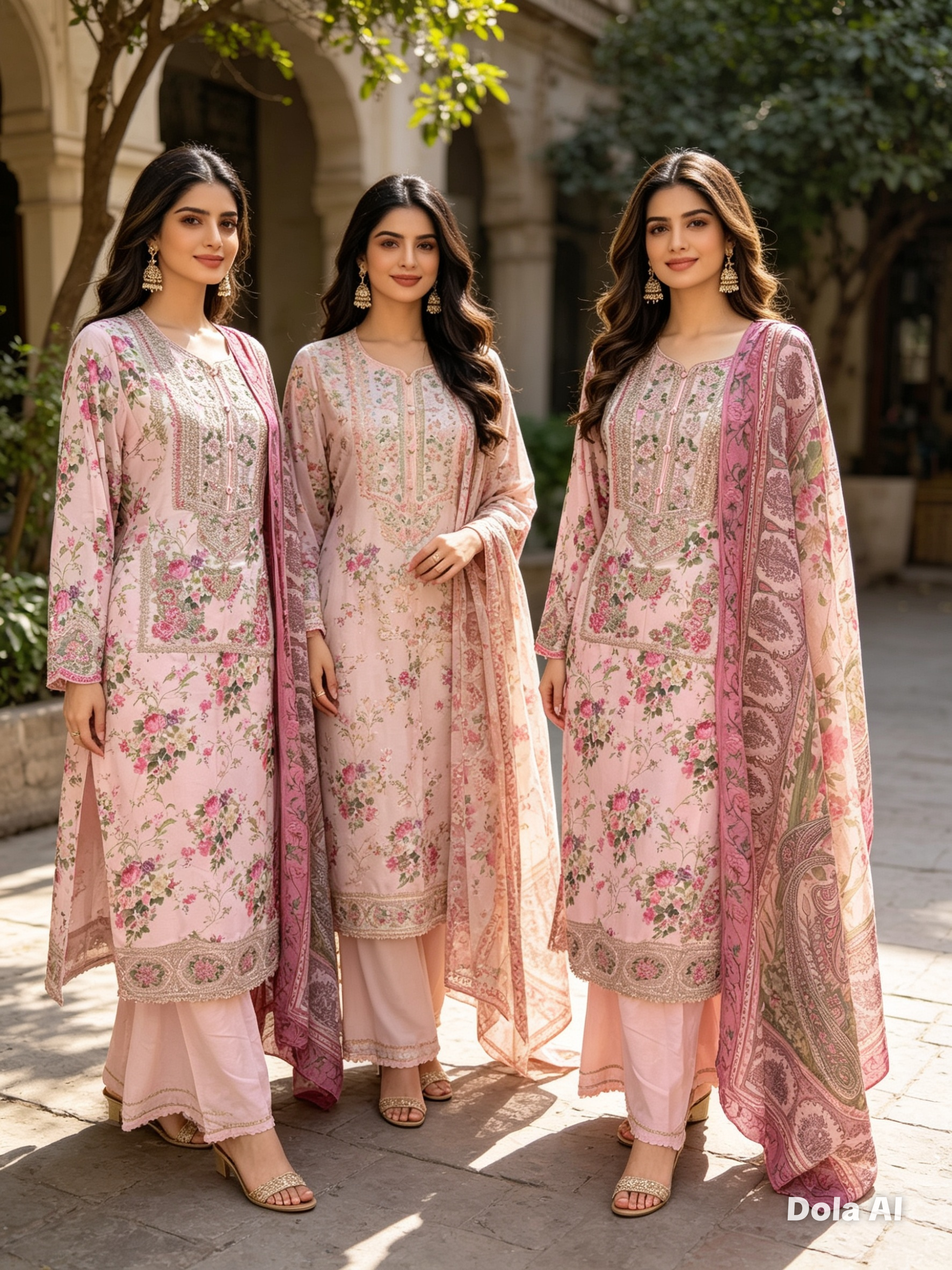3pc suit pink floral