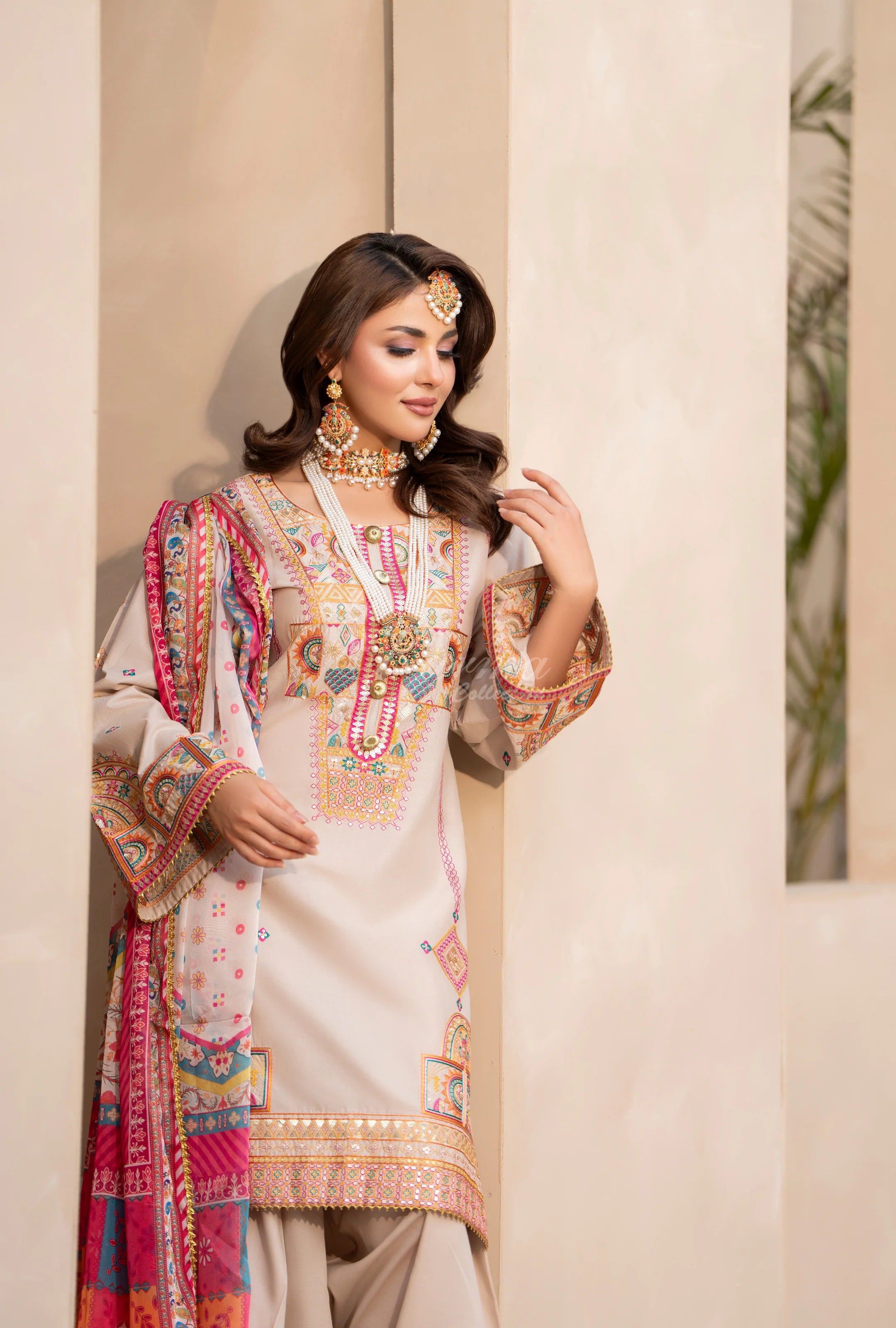 Original karma 3pc Baige farshi Shalwaar suit kc1563