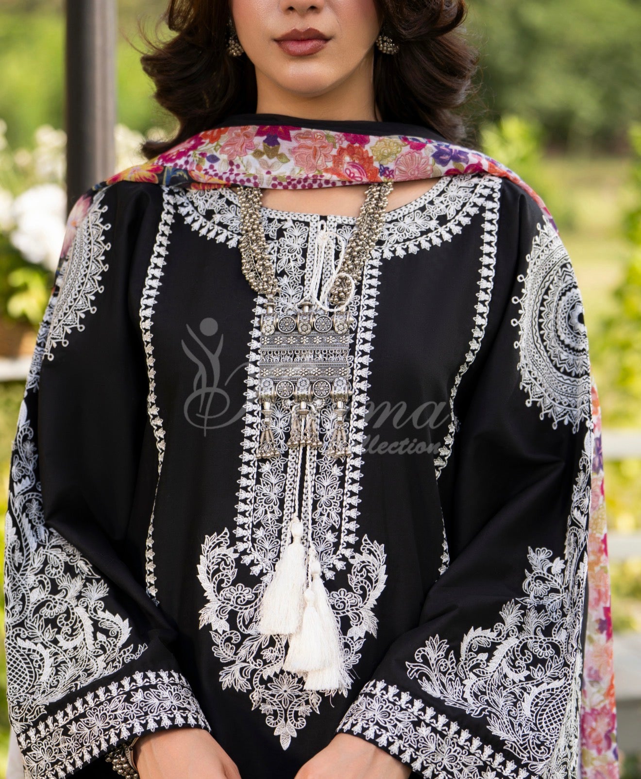Black with white trouser original 3pc karma collection suit