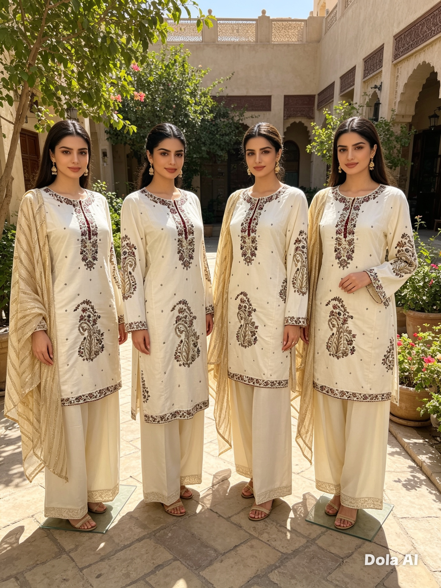 Cream ethnic inspired 3pc outfit