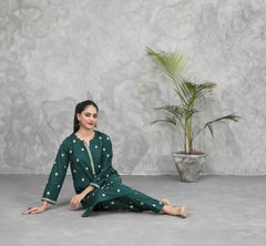 Zuri bottle green colour two piece