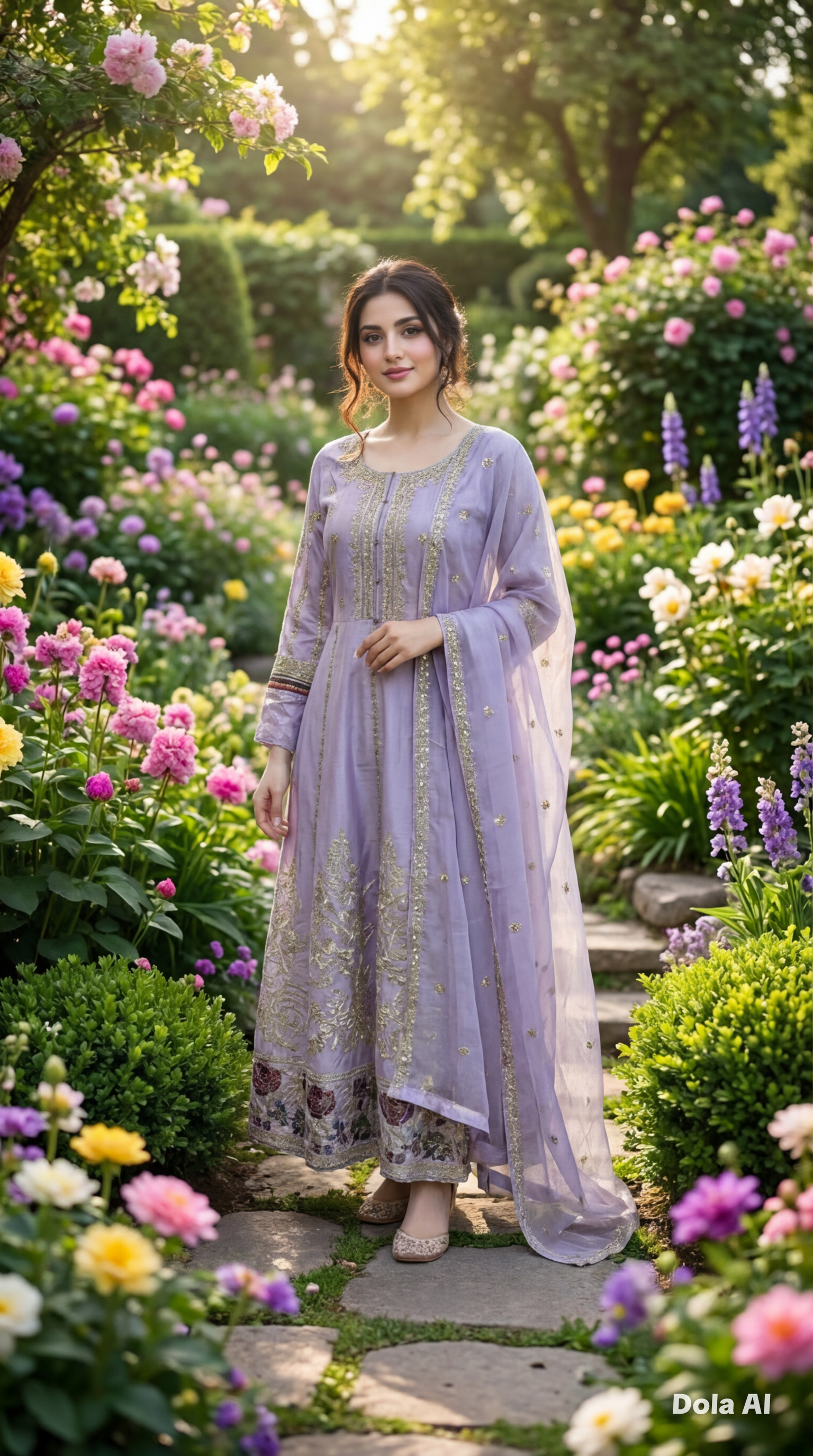 Zj lilac long length frock maxi Casual Dress 3pc outfit