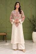 Elegant Embroidered Jacquard 2-Piece Suit – Ivory