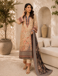 Ivory Floral Printed Silk 3-Piece Kaftan Suit