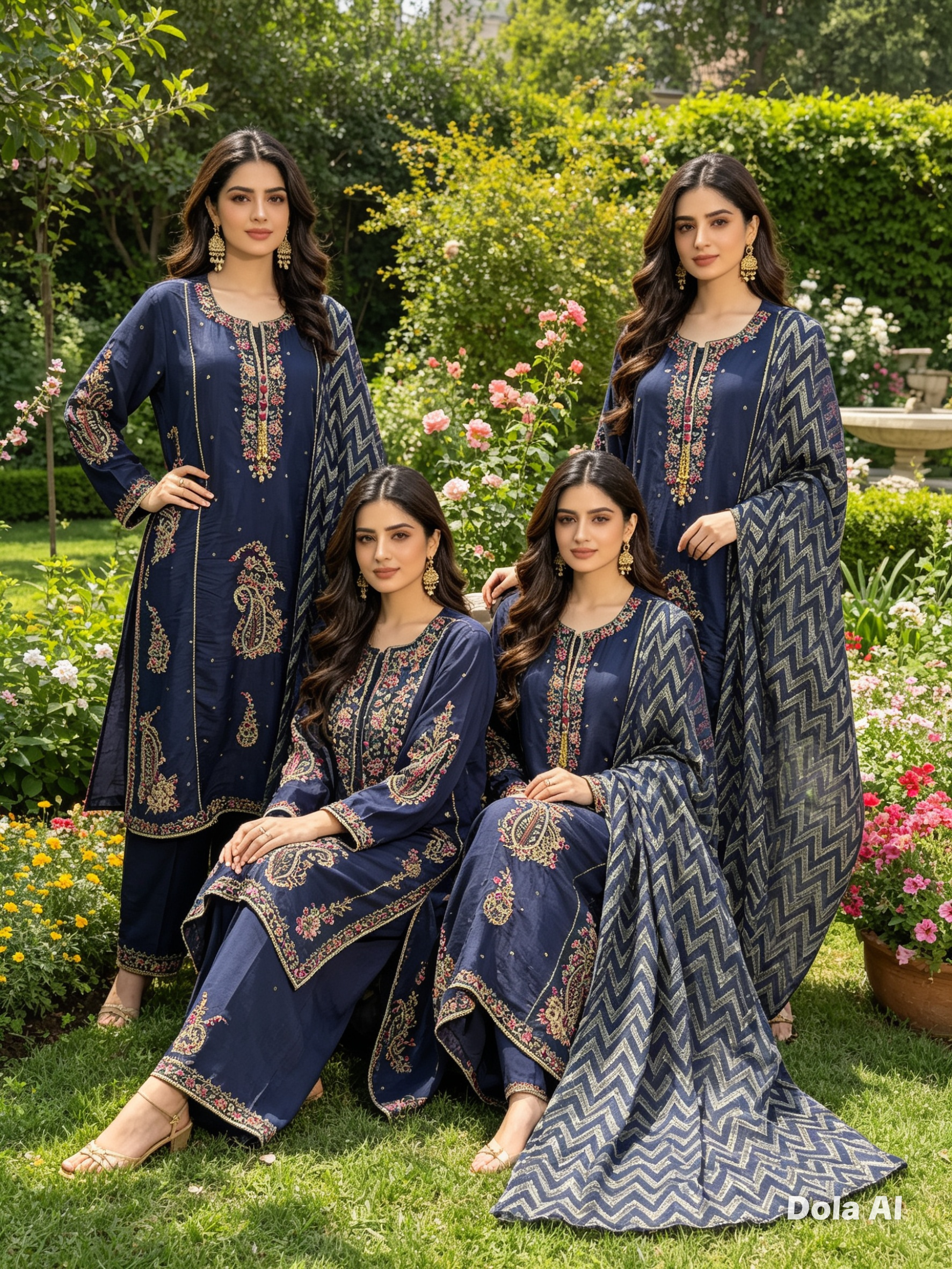 Ethnic inspired blue 3pc outfit