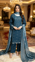 Turquoise 3pc kameez trouser and scarf Sd