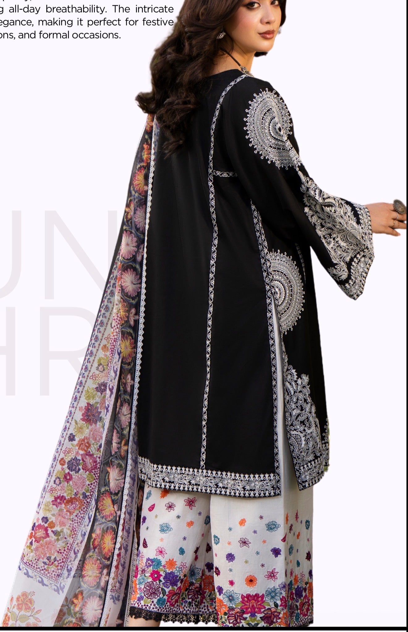 Black with white trouser original 3pc karma collection suit