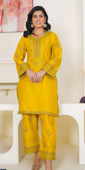 2pc mustard with mustard embroidery