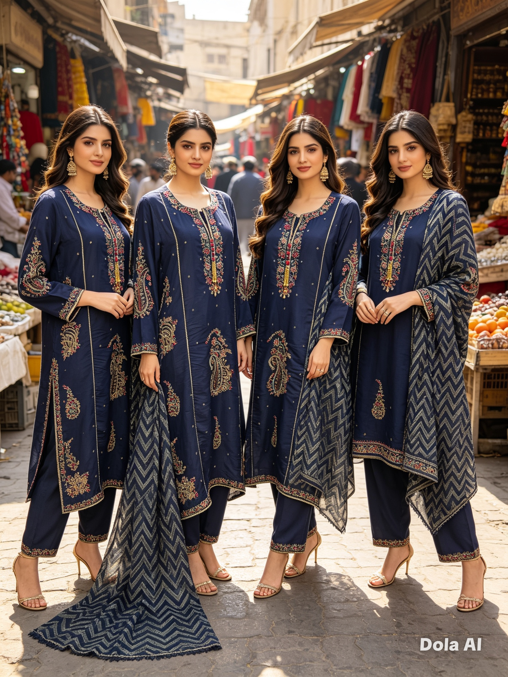Ethnic inspired blue 3pc outfit