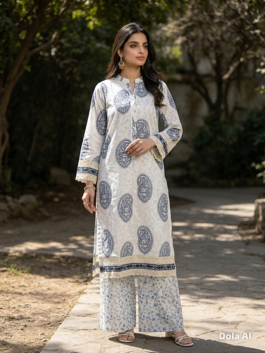 Premium Silk 2-Piece Printed Shalwar Kameez